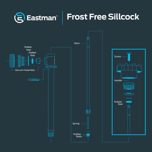 Eastman 8 Inch Frost Free Sillcock, 1/2 Inch MIP x 1/2 Inch Sweat, Blue, 80221