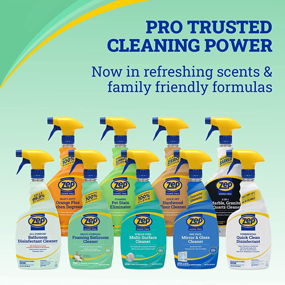 Zep Home Pro Multi-Purpose Foaming Bathroom Cleaner - 32 Fl. Oz. - R53106 - Pro Trusted Cleaning Power: Now in Refreshing Scents and Family Friendly Formulas (1)