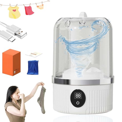 Wireless Underwear Mini Smart Laundry Cup, Rechargeable Underwear Washing Machine, Portable Mini Lavadora Para Ropa Interior for Bra, Socks, Baby Clothes and Camping Rv Travel (White)