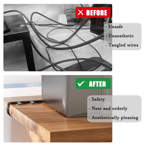 80PCS Hook and Loop Cable Ties, Hook and Loop Cable Straps, Under Desk Cable Management, Adhesive Cable Clips, Sticky-Back Cord Organizer for Desk, Household & Office Organization (White)