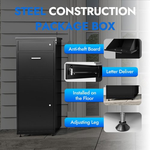 Package Delivery Boxes for Outside 44.5" H Large Parcel Drop Box with Mailbox Anti-Theft and Waterproof Outdoor Deliveries Box for Yard Garden Patio Home Porch Curbside