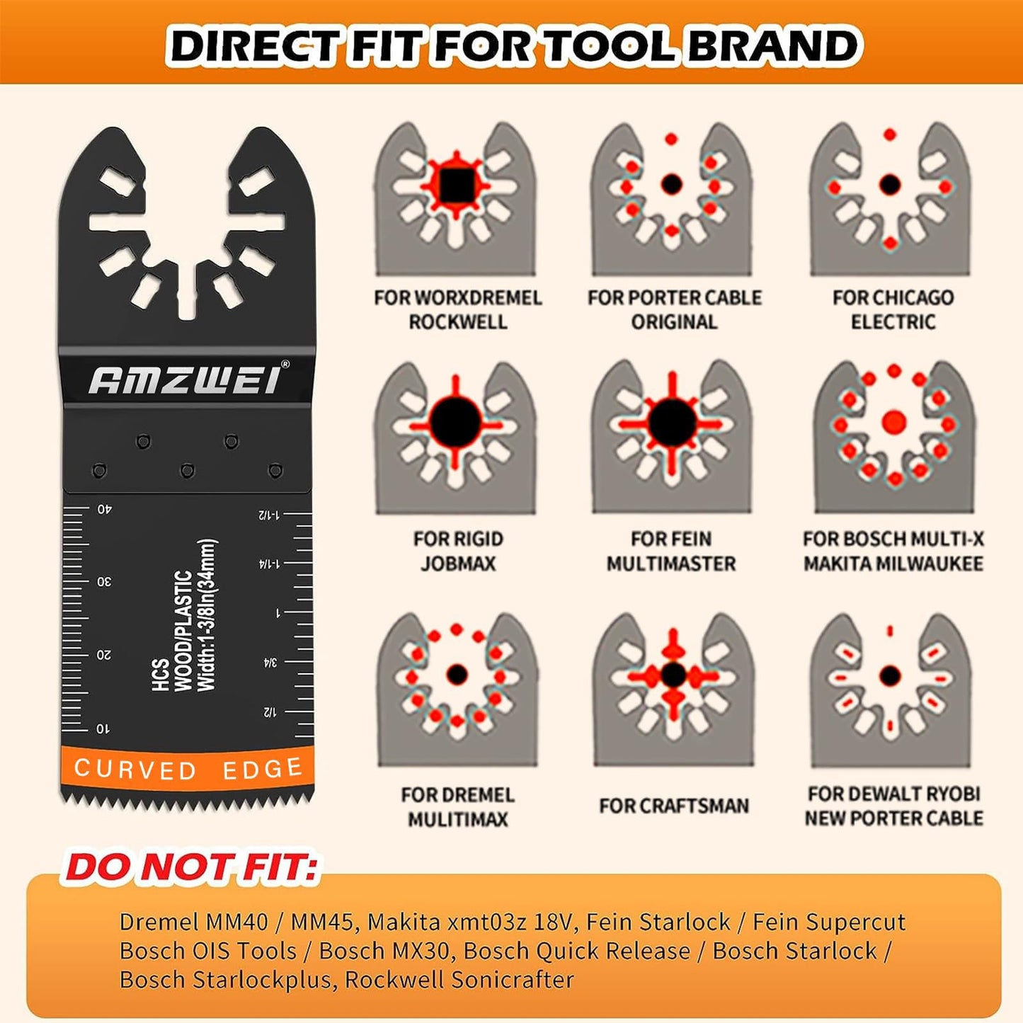 AMZWEI 28PCS Oscillating Saw Blades, Professional Universal Titanium Multitool Blades for Wood Metal, Quick Release Multi Tool Blades Kits Compatible with Dewalt Ryobi Milwaukee Rockwell Fein