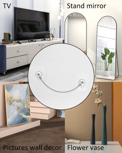 10 Pack, 12 inches Furniture Anchors Kit for Baby Proofing, Adhesive TV Safety Straps Use to Prevent Falling and Anti Tip, No Drill Dresser Or Cabinet to Wall Anchors (xicveiuz)