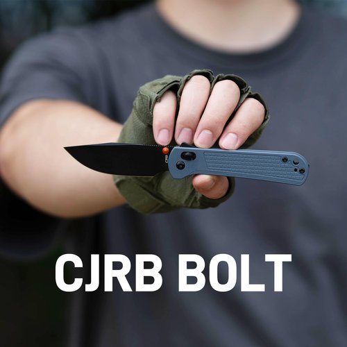 CJRB Bolt Folding Pocket Knife, 3.25'' AR-RPM9 Steel Blade G10 Handle EDC Knife with Recoil Lock Pocket Clip for Men Women Camping Survival Hiking, Blue (J1960)