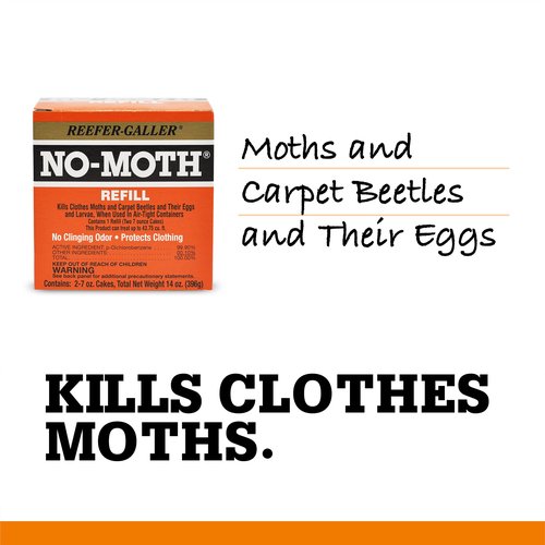 Reefer-Galler NO-Moth Closet Hanger Refills - Moth Cakes for Hanger Storage, Non-Odorous Moth Cakes for Closet, Kills Clothes Moths, Carpet Beetles, Eggs & Larvae (2 Moth Cakes, Pack of 3)