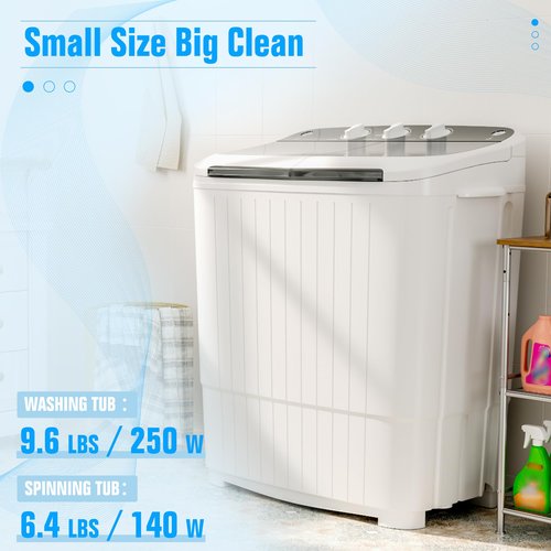 Superday Portable Washing Machine, 2 In 1 Small Washing Machine and Spin Dryer Combo, 16lbs Compact Mini Twin Tub Laundry Machine for Camping, Apartments, Dorms, College Rooms, RV, Delicates, Grey