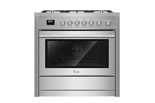 Empava Freestanding Slide-in Gas Range Stove, 5 Deep Recessed Burners Cooktop,4.3 Cu. Ft. Rapid Convection Oven Capacity, Digital Timer with Heavy-Duty Cast Iron Grates, Stainless-Steel,36 Inch