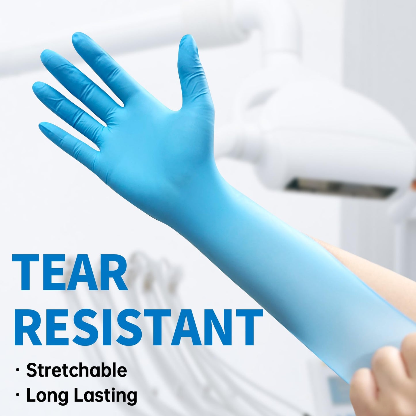Medguy Powder-Free Nitrile Exam Gloves, 4.5 Mil, 100 Pcs Blue Disposable Latex-Free Food-Safe Medical Cleaning Cooking Gloves (Large)