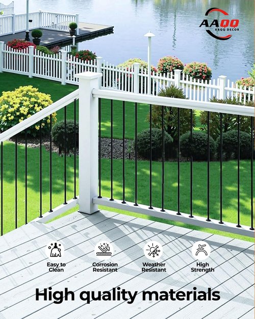 AAQQ Decor 10 Pack Iron Balusters for Staircase Interior Square Hollow Stair Spindles 1/2" Iron Straight Balusters with 20 Swivel Shoes(A01-10)