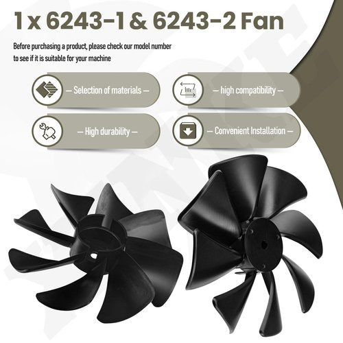 6243-1 & 6243-2 Fan Compatible with Walker H-ydro CW & CCW Rotation Fan for Various Applications, Ensures Reliable Performance in Both Xlockwise (CW) and Counterclockwise (CCW) Directions