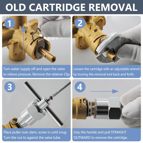 1222 Replacement Cartridge with Removal Tool 104421 for Moen, Compatible with One Hanlde Posi Temp Faucets