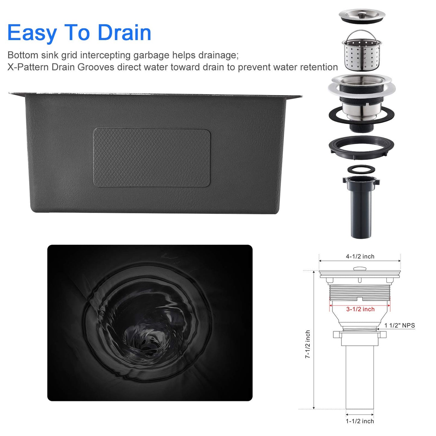 MENATT 24 Inch Drop-in Kitchen Sink, 304 Stainless Steel Topmount Handmade Residential Sink, Single Bowl Workstation Sink with Drain Kit (Brushed), 24"x18"x9"
