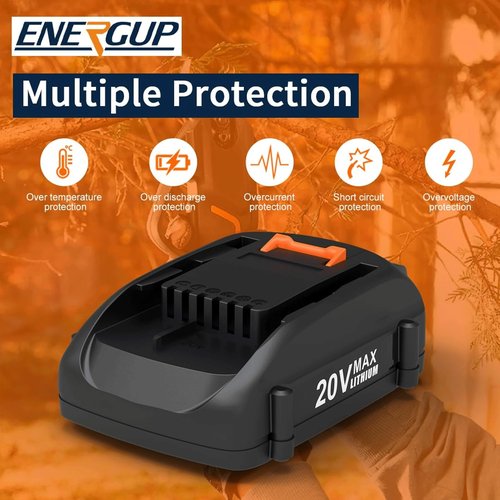 energup 2Pack 4.0Ah WA3525 Replace for Worx 20V Battery PowerShare for WA3520 WA3525 WA3575 WG890 WG891 for 20Volt Worx Batteries 20V