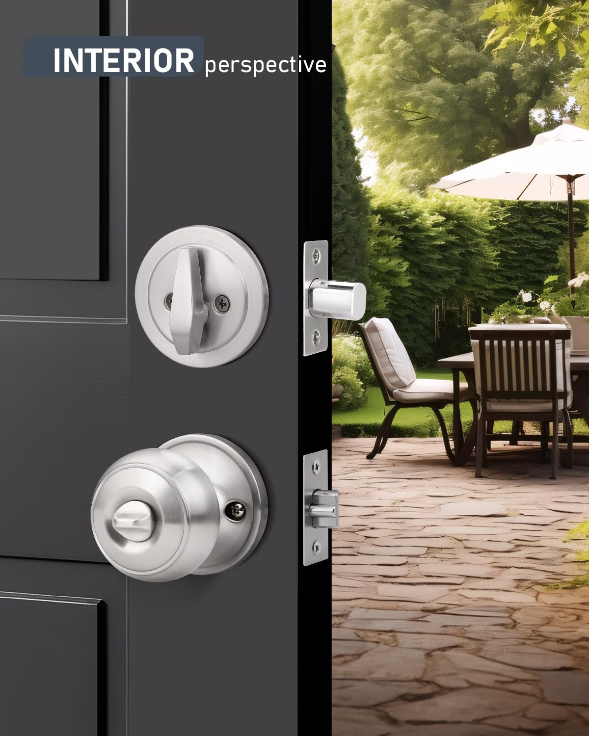 Brotima 3 Pack Keyed Alike Front Door Knob and Deadbolt Set, Entry Door Locksets with Single Cylinder Deadbolt, Satin Nickel Flat Round Door Lock Set for Bedroom/Office/Exterior Doors