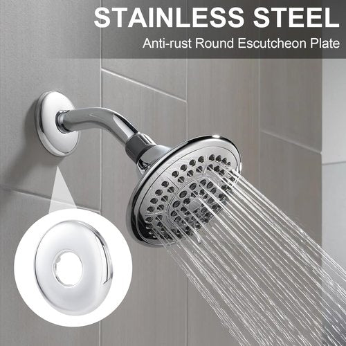PAGOW 4 Pcs Stainless Steel Shower Arm Flange, Round Escutcheon Plate, Shower Pipe Covers for Bathroom, Shower Faucet Cover Plate for Shower Arms, Pipes - Silver (OD 2.45in, ID 0.84in)