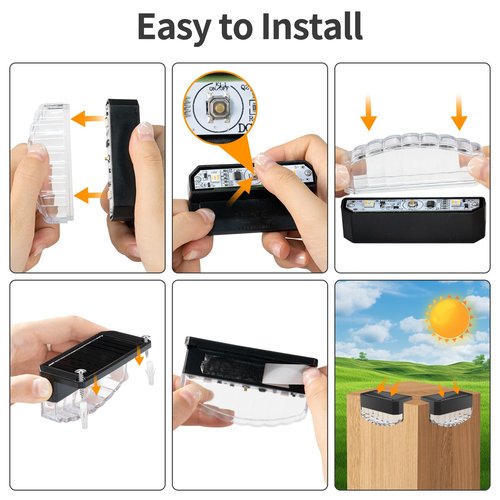 Solar Fence Lights Outdoor - 3 Lighting Modes Step Lights, Super Bright LED Waterproof Solar Deck Light for Outside Stair Fence Step Pool Backyard Decor