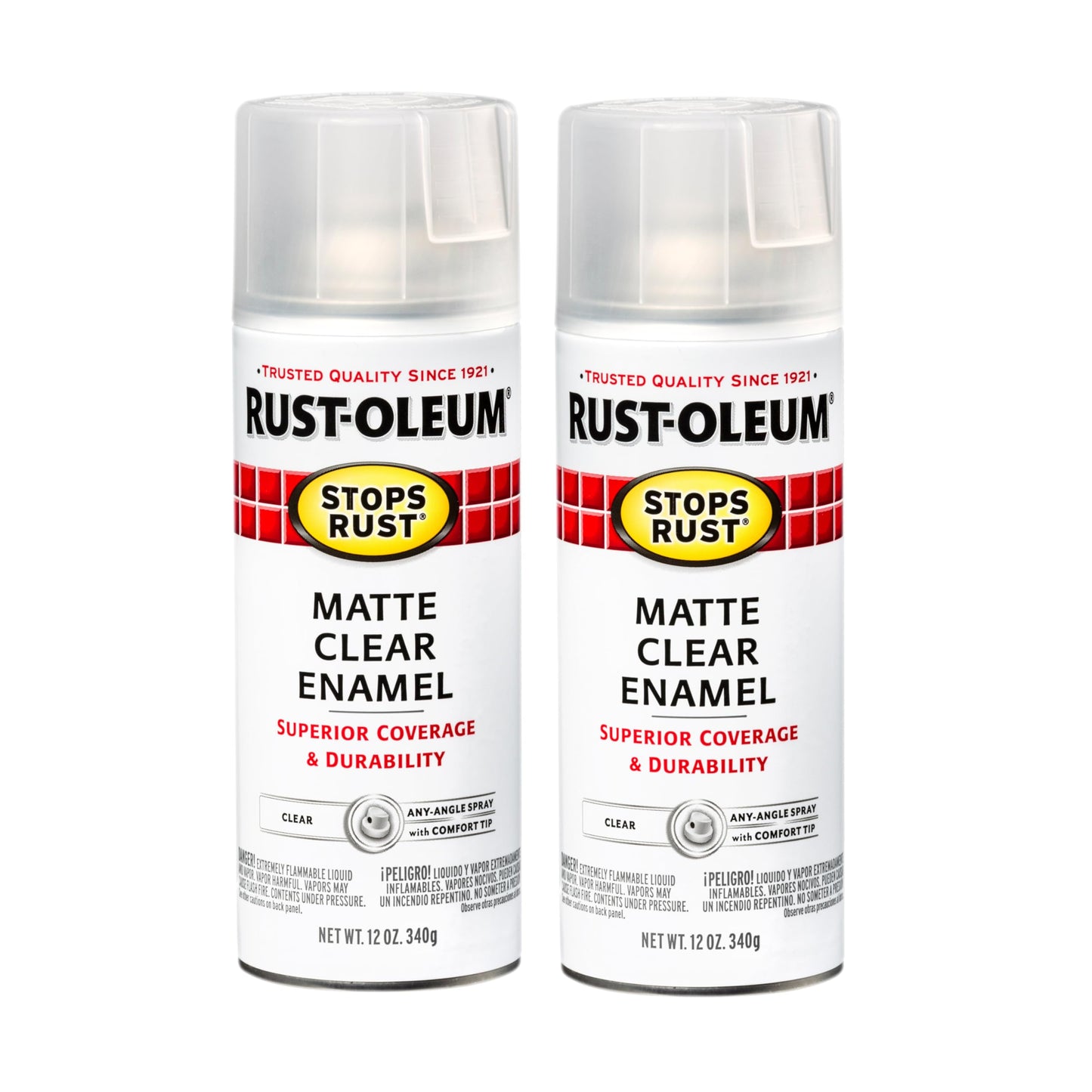 Rust-Oleum 285093 Stops Rust Spray Paint, 12 oz, Matte Clear, 2 Pack