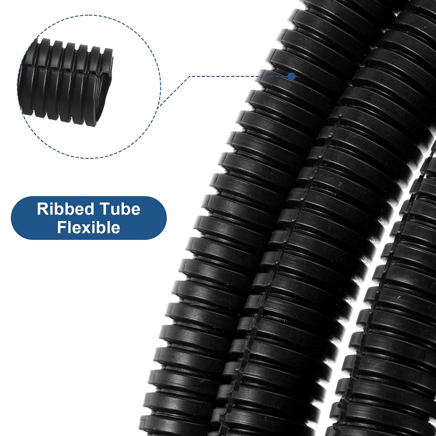 PEOVLVN 50ft Wire Protector Tubing, Split Flame Retardant Wire Loom 1/2 Inch Cable Protector Flexible Wire Covers Wire Conduit for Electrical Wires Automotive Marine (Split)