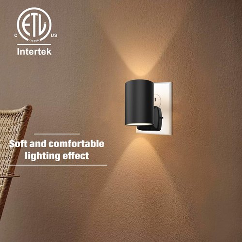 NOVELUX ETL Certified 2700K Night Lights, Modern Night Lights Plug into Wall, Dusk to Dawn Light Sensor Nightlights, Warm White, Adjustable Brightness, Night Light for Kids,Hallway,Stairway, 2 Pack