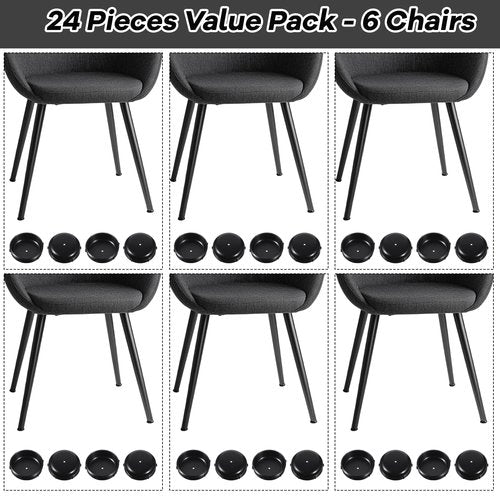 YBEATY 24 PCS Wrought Iron Patio Furniture Feet Caps 1.5 Inches Round Black Plastic Patio Chair Leg Caps Outdoor Chair Leg Floor Protectors Furniture Replacement Feet for Metal Tables Chairs