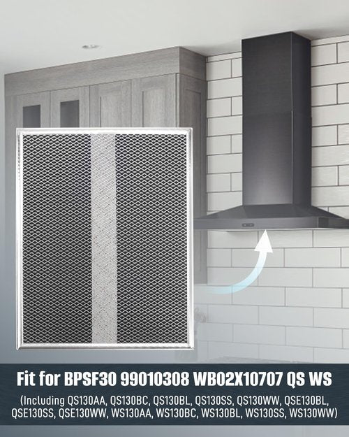 S99010308 Range Hood Charcoal Filter Replacement Fit for Broan QS WS BPSF30 Fit for GE WB02X10707 NON-Ducted Range Hood Charcoal Filters 10.8" X 13.3" (2 Pcs)