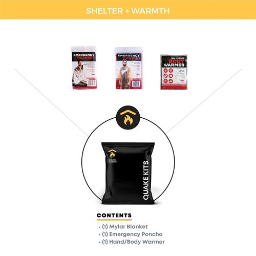 QK 1-Person, 72hr Prepared Survival Kit for Disaster Preparedness - Emergency Go Bag with Food and Water, First Aid, and Preparedness Tools. Emergency Kit for Earthquakes and Other Disasters.