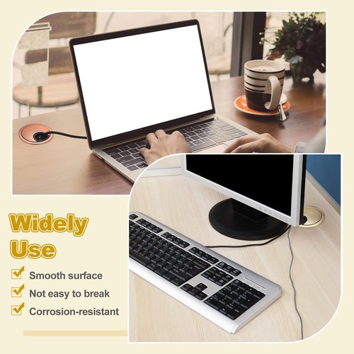 MECCANIXITY 2 Pcs Desk Grommet 1.4 Inch, Zinc Alloy Round Desk Hole Cover Wire Cable Cord Organizer for Home Office Computer Table Cables, 35mm, Dark Silver