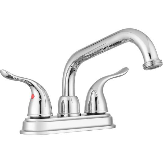 Pacific Bay Treviso Utility Laundry Sink Faucet - Threaded Brass Spout Hose End, Swivel Spout, 2-Handle Levers, Centerset (Chrome Plated)