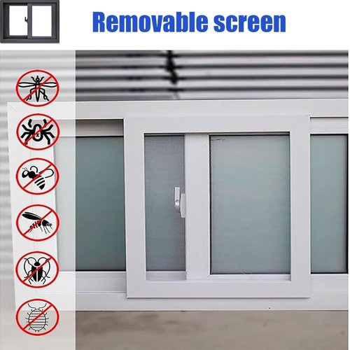 Basement Replacement Windows, Aluminum Sliding Window with Screen and Tempered Glass, Vinyl Basement Window for Sheds Chicken Coops, Bathroom Makeover Small Restroom 41x14in / 104x36cm, White