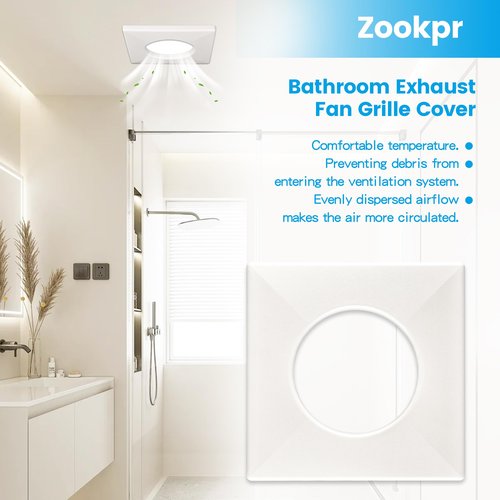 Zookpr S97010319 Bathroom Exhaust Fan Cover for Broan Grille with Springs - 161, 162, 9412D-R01, 9417DN-R01 (Replaces 99111347) for Bulb Ceiling Heater