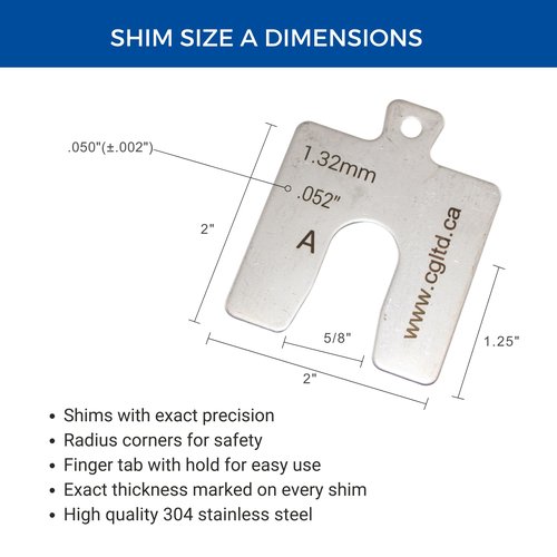 CGLTD Stainless Steel Slotted Shim Replacement Pack, Size A, 2" x 2" (Pack of 20 shims) (20, 0.050")