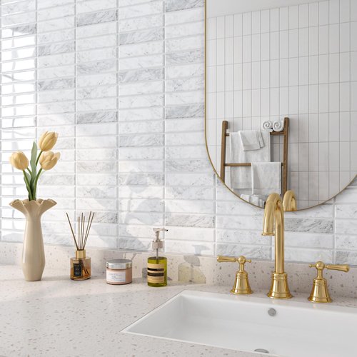FunStick 15pcs Peel and Stick Subway Tile Backsplash for Kitchen Wall 12x12 Removable Marble Grey White Peel and Stick Tile for Bathroom Shower Renters Self Adhesive Back Splash Stick on Tiles Sticker
