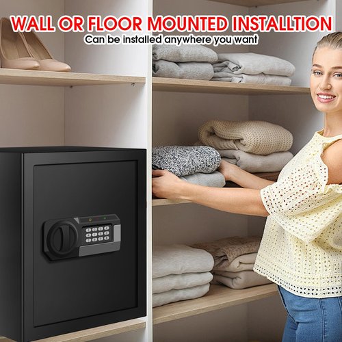 3.0 Cub Large Safes for Home Use Fire and Water Proof, Anti-Theft Digital Security Safe Box with Electronic Keypad and Key, Fire Proof Safe for Home Documents Firearm Medicine Money Valuables