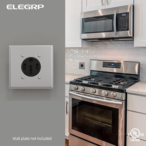 ELEGRP 50 Amps 125/250V Range Oven Stove Receptacle, Flush Mounting Power Outlet, NEMA 14-50R, Straight Blade Heavy Duty Range Receptacle, Grounding, 3 Pole 4 Wire, UL Listed, 1 Pack