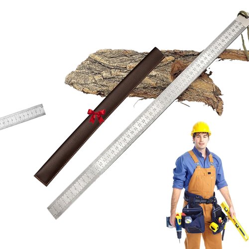 Heavy Duty Stainless Steel Ruler 20" (50cm), Dual Scale Inch & Centimeter Metal Meter Stick, Architect Straight Edge Measuring Tool with Holster (Heavy Duty Ruler)