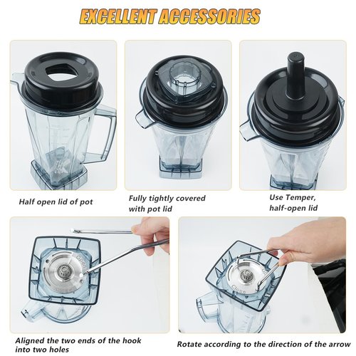 2025 Upgrade For Vitamix Blender Pitcher 64oz with Tamper, Seamless-Mold Replacement Parts for Vitamix 5200 5300 6000 6300 6500 5000 5500 7500 4500 A2300, Accessories Blender Container Cup 3-Y-GNTEE