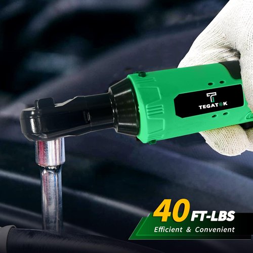 Tegatok Cordless Electric Ratchet Wrench Set, 40FT-LBS (45N.m) 3/8" Electric Ratchet, 12V Cordless Ratchet Wrench, 2 x 2.0Ah Batteries Impact for Car Home