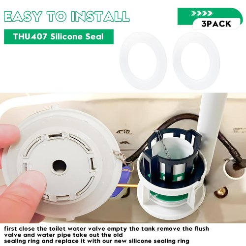 THU407 Seal Gasket for Drain Valve for Most TOTO Toilets,Compatible with TOTO CST854ET,THU440-A,THU451,10A-A,thu824-a, thu825, THU 825–a,THU826-A,Silicone Seal for TOTO Toilet Parts & Repair 3pack