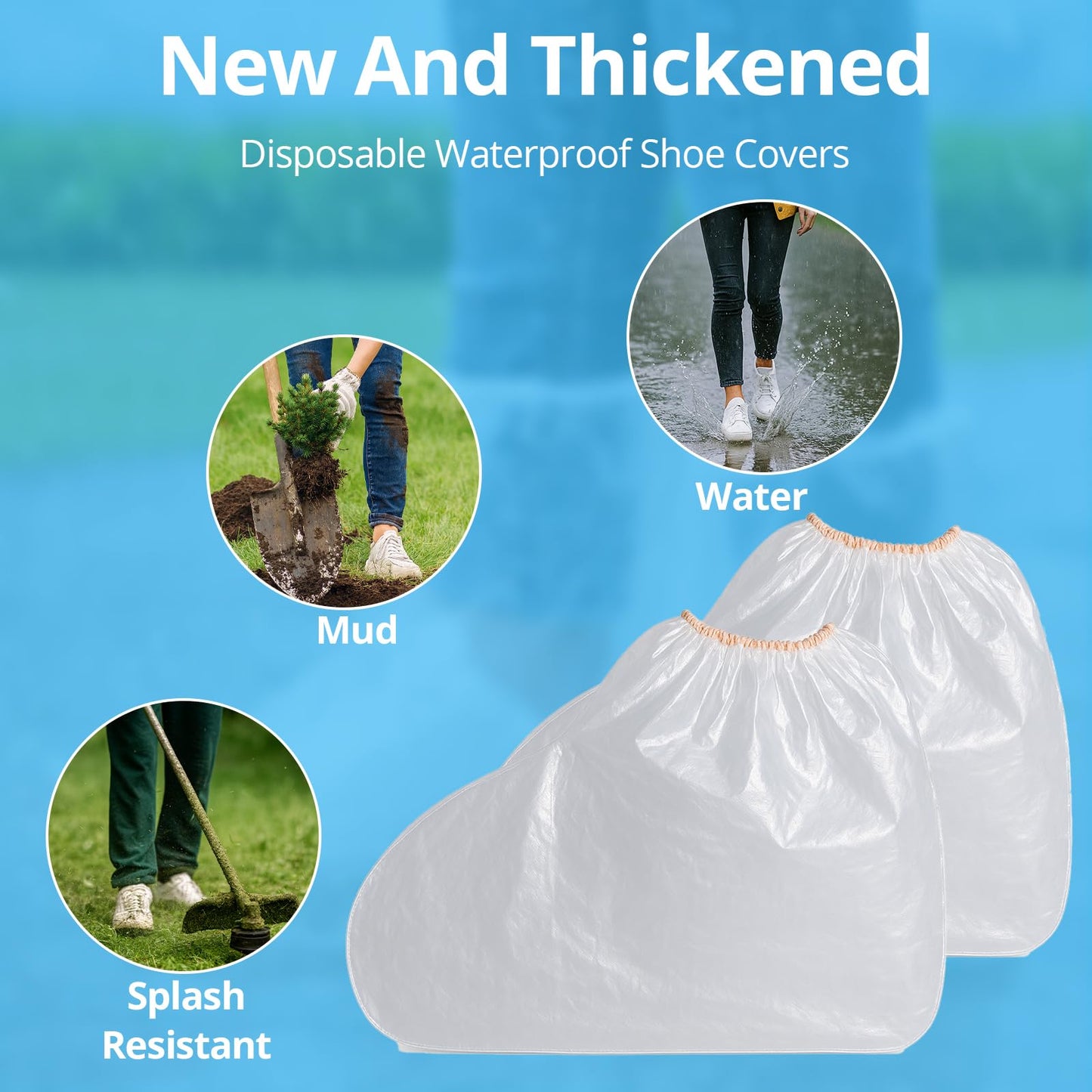 Disposable Waterproof Shoe Covers for Rain – Adult Transparent Short Booties, Non-Slip Plastic Rain Shoe Covers, 24PCS (12 Pairs) for Travel, Outdoor, Commuting