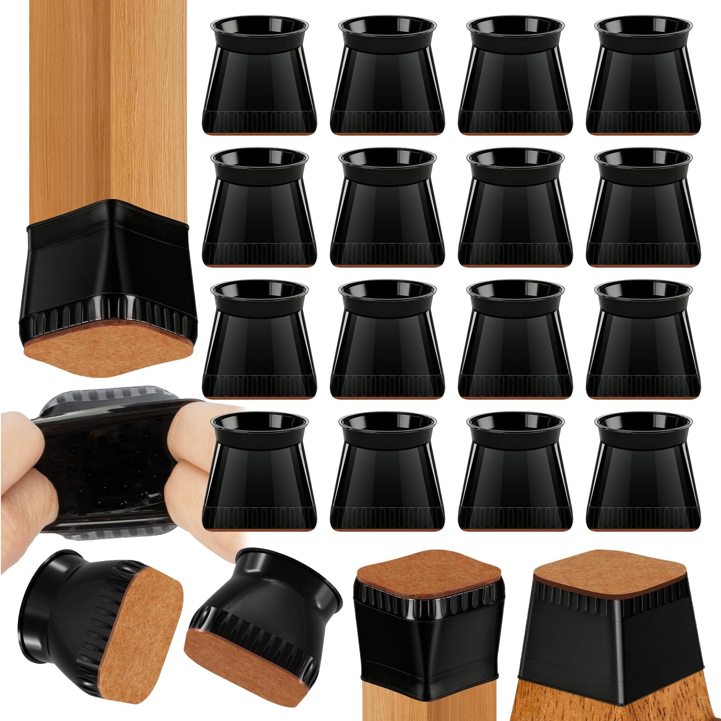 Chair Leg Floor Protectors - 40 Pcs Silicone & Felt Pads for Hardwood Floors - Anti-Scratch Furniture Sliders, Noise-Reducing Chair Feet Covers - Furniture Leg Caps Fit Sizes to(0.75"-1.06")