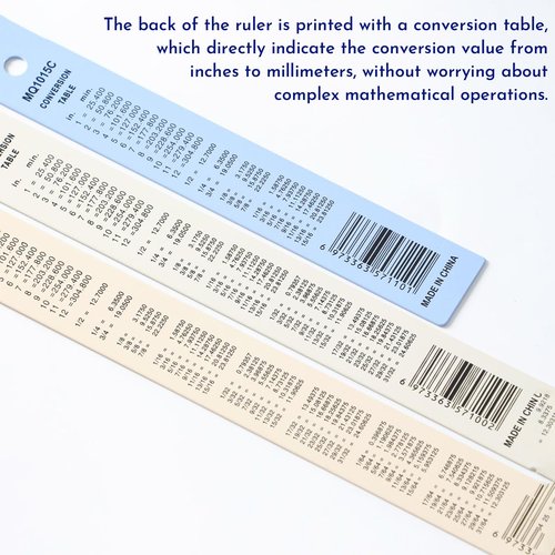 7pcs Stainless Steel Ruler, Centimeter British Metric rulers, Precision Measuring Tool rulers, Drawing rulers, Centimeter Millimeter inch Conversion Table Ruler, Used for Engineering