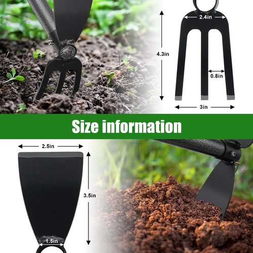 HANGMAICOME Hoe Garden Tool - Heavy Duty 2 in 1 Weed Hoes with Tiller Cultivator Rake,60 Inch Garden Hoe Long Handle for Weeding,Hand Weeder Tools for Indoor Outdoor Gardening,Planting