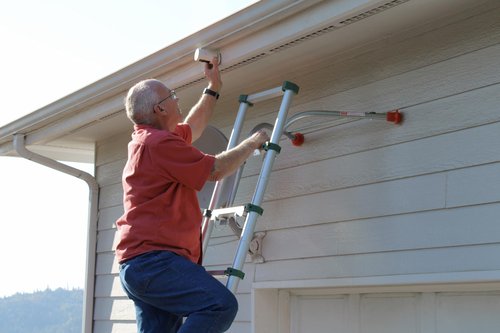 Ladder-Max Stabilizer - Extension Ladder Stabilizer for Roof and Wall - Gutter Protector Attachment Hooks to and fits Most Ladders - Stability and Safety - Heavy Duty Ladder Standoff Tool