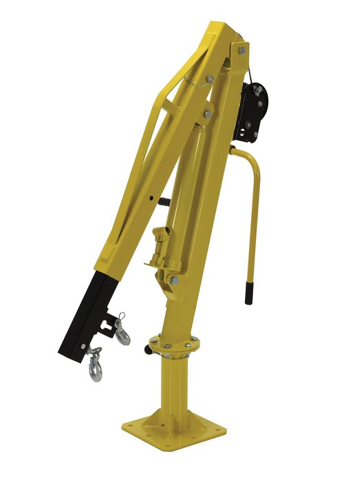 Vestil WTJ-2 Winch Operated Truck Jib Crane, Welded Steel, 1000 lbs Retracted Capacity, 56" Overall Height, Yellow
