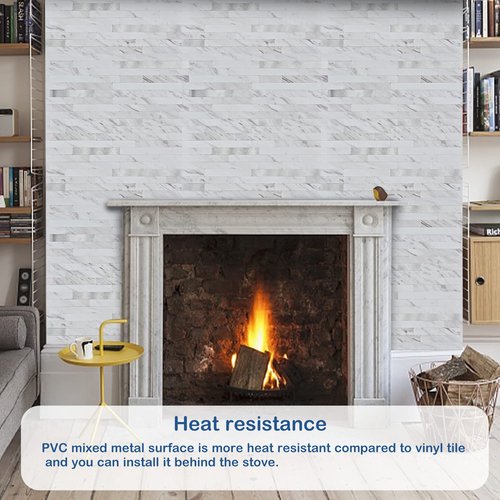 Midcard 20 Sheet Peel and Stick Backsplash, White Marble PVC Wall Tile for Kitchen Backsplash