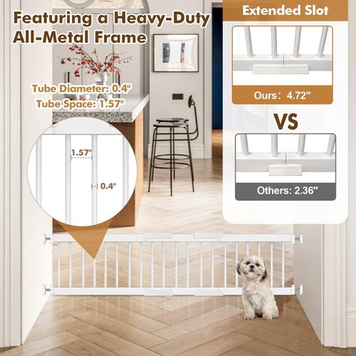 Unidevice Short Dog Gate - 14" Tall Small Puppy Safety Pet Gates Easily Step Over, 16.5"-44" Adjustable Extra Wide, Metal Doggy Door for Passageway Stairs Kitchen Bedroom Indoor, Pressure Mounted