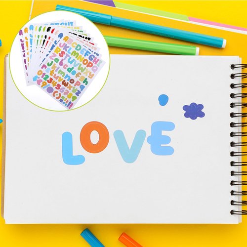 Letter Stickers, Self Adhesive Vinyl Alphabet Number Sticker Small Alphabet Stickers 972 Pieces 12 Sheet Set 1 Inch Colorful Number Waterproof Sticker for Water Bottles Mailbox Scrapbooking