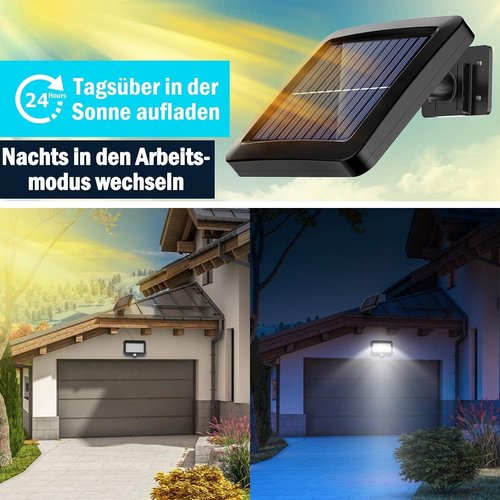 Solar Light Outdoor, 56 LED Light Outside with Motion Detector, IP65 Waterproof, 120° Lighting Angle, Solar Wall Light for Garden with 16.5ft Cable