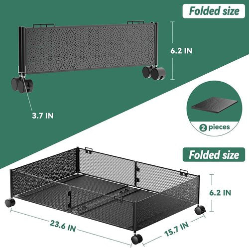 TUMUCUTE Under Bed Storage, Underbed Storage Containers with Wheels, Metal Under the Bed Storage, Under Bed Storage Organizer for Shoe, Clothes, Blankets, Bedding, 2 Packs
