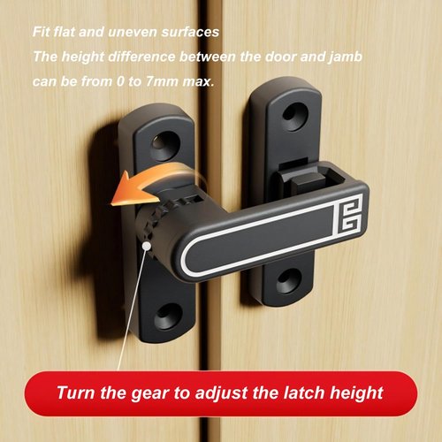 ETEKJOY Height-Adjustable Flip Latch Lock 90/180 Degree Sliding/Swinging Door Lock Latch Bolt for Barn Garage Garden Fence Gate Shed Window Cabinet Patio Screen French Door Upgraded (Black)